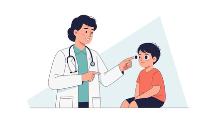 Obraz premium Doctor examining child's eye on transparent background