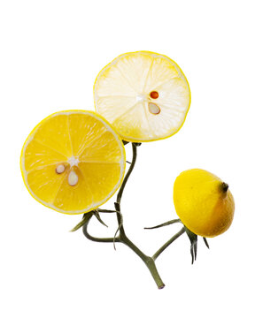 Sliced ​​lemon wedges on a white background