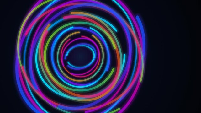 Vibrant Neon Gradient Vortex Tunnel with Luminous Circular Waves