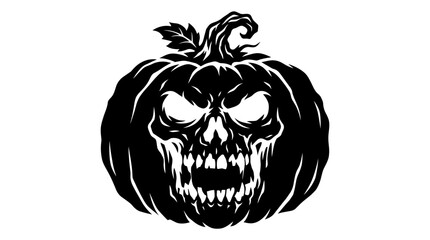 Fototapeta premium Halloween Scary Halloween pumpkin, creepy skull face vector, spooky jack o lantern illustration, horror ornament icon for decoration vector