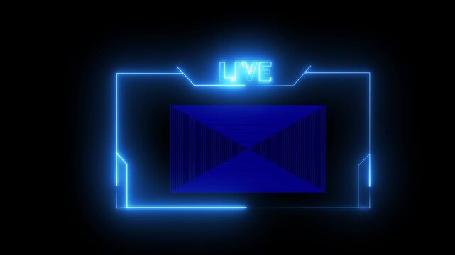 live streaming neon text frame animation box frame neon frame live streaming game live Stream overlay animation for live streaming video Titles futuristic hud frame with facecam 4k