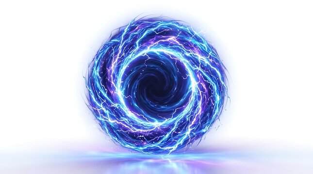 Swirling energy vortex portal glowing blue purple electric ring