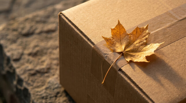 Halloween neighborhood hero autumn package with maple leaf and warm sunlight creates mysterious seasonal welcome