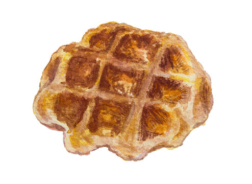 Belgian waffle watercolor illustration