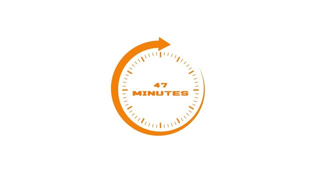 Orange color 47 minutes  stopwatch graphic icon for business countdown display