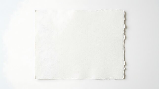 Handmade white deckle edge paper sheet on clean background