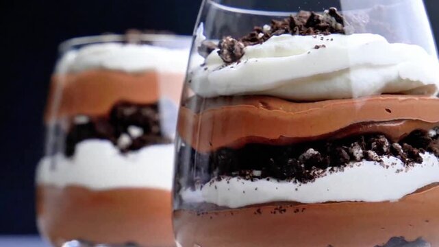 Chocolate Trifle Mousse Cake with Coffee Whipped Cream Dessert