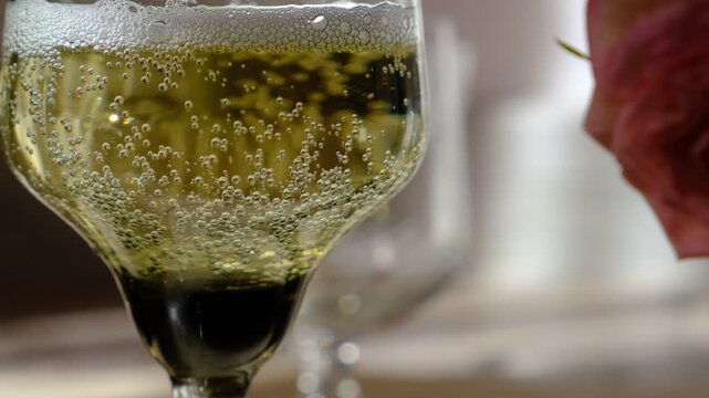 Flute of champagne, prosecco. Bubbles surge upward from the depths, Each bubble catching the light like tiny, fleeting jewels. Rising, shining, popping &mdash; pure celebration in a glass. Happy Holidays!