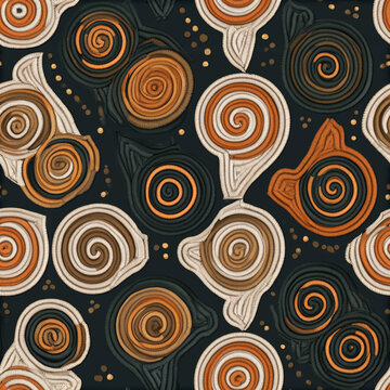 Seamless embroidered spiral shell texture pattern