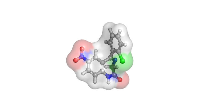 Clonazepam, benzodiazepine medication for panic disorder and seizure control, 3D molecule 4K