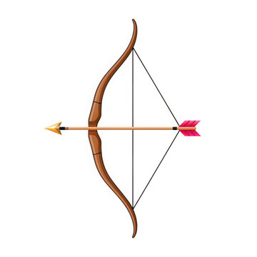 Pixel art wooden bow and arrow weapon icon
