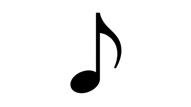 Single eighth note musical symbol isolated on transparent background