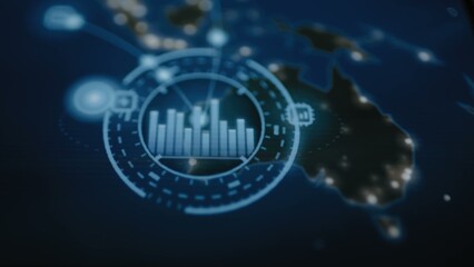 Commercial stock still of australian performance dashboard visualizes regional market growth