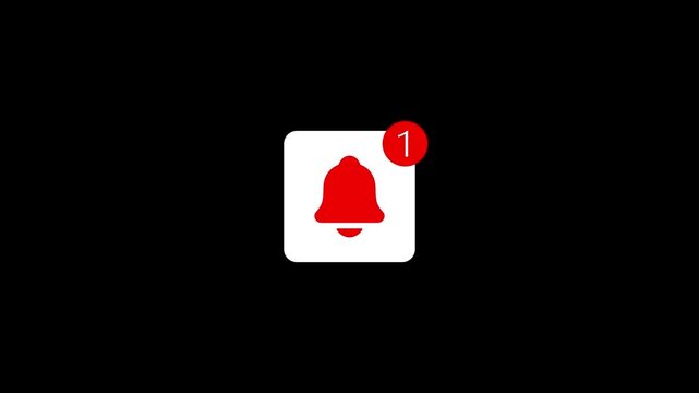 Animated notification bell icon with lower third social media overlay element for video editing.