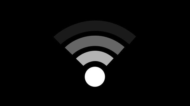 Animated white wife signal waves icon symbol lower third wireless internet connection element.4k animation.