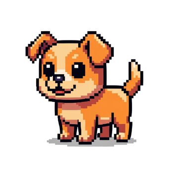Cute Pixel Art Puppy Illustration for Marketing and Website Design