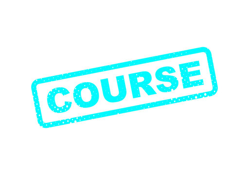 Course stamp or badge with blue and white color illustration