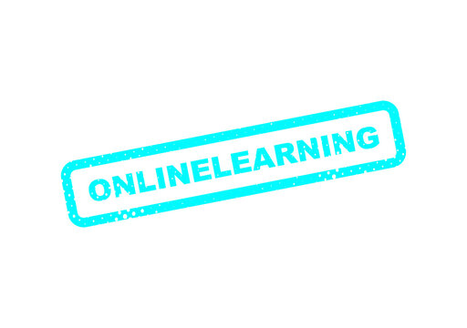Online learning rubber stamp with text illustration