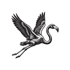 Naklejka premium Flying flamingo bird silhouette