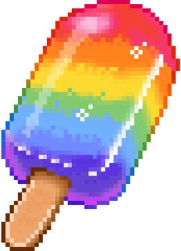 Colorful pixel art rainbow popsicle ice cream bar