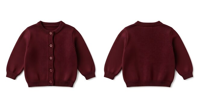 mockup of a burgundy color baby cardigan