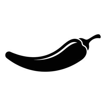 Black silhouette of a chili pepper on white background simple icon