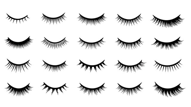 simple stick-figure illustration depicts of various black eyelash
