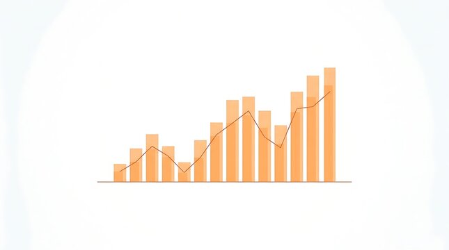 Orange bar chart showing business growth and positive financial market trends