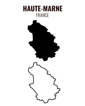 Haute-Marne map vector illustration set, French department silhouette and outline map