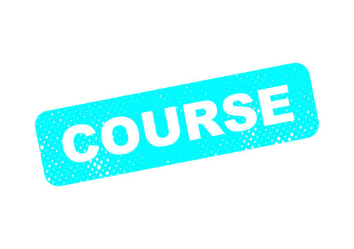 Modern course badge with turquoise background and white text illustration