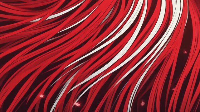 Red and white mizuhiki patterns swaying elegantly, anime style