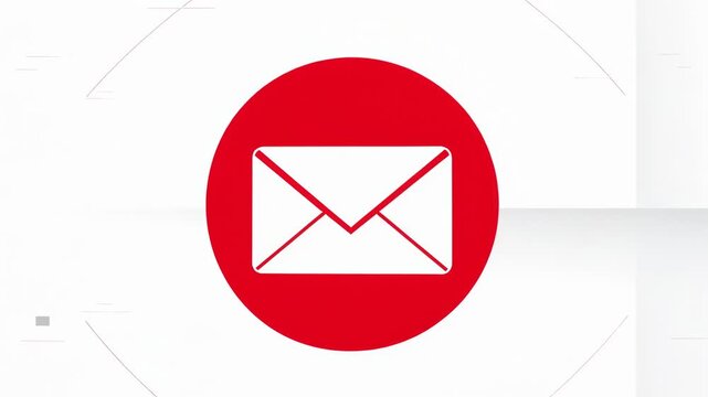 Sleek red and white envelope icon animation pulsing inside a red circle for modern communication