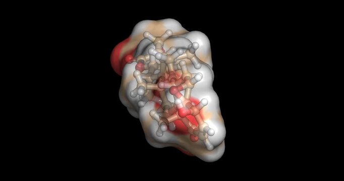 Withaferin A, potent anticancer steroidal lactone and bioactive phytochemical derived from Ashwagandha, 3D molecule 4K spinning