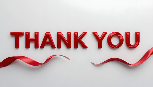 Red Satin Ribbon Frame with Thank You Lettering