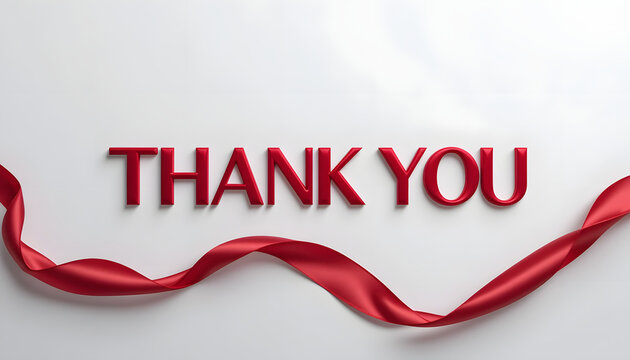 Festive Red Thank You Card with Ribbon Border