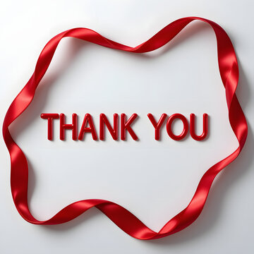 Elegant Red Ribbon Border Around Thank You Message
