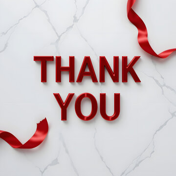 Framed Red Thank You Greeting with Flowing Ribbon
