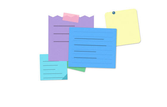 Colorful sticky notes with written messages on a pile