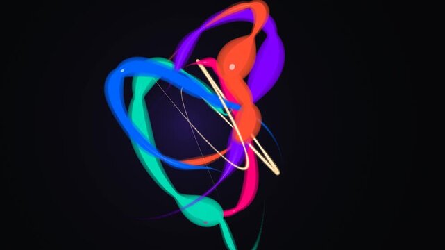 Chromatic 3D Liquid Ribbons Flowing in a Vibrant Orbital Loop