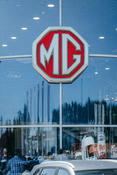 Kyiv, UKRAINE - August 12, 2026: Presentation of a new electric car model MG auto