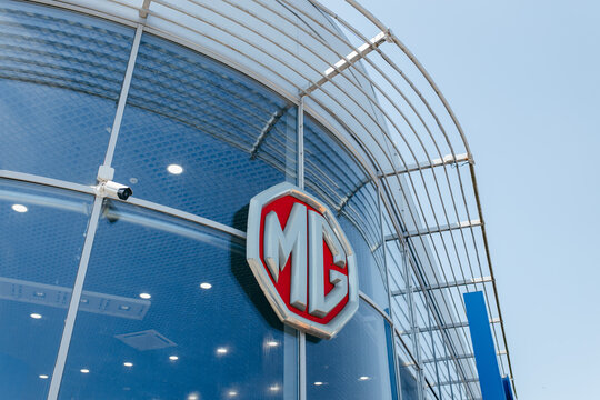 Kyiv, UKRAINE - August 12, 2026: Presentation of a new electric car model MG auto