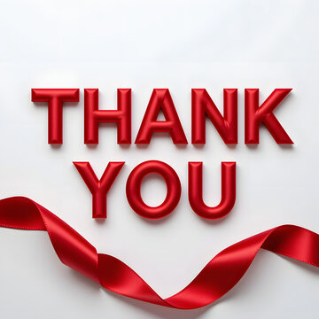Red Thank You Typography Inside Satin Ribbon Frame