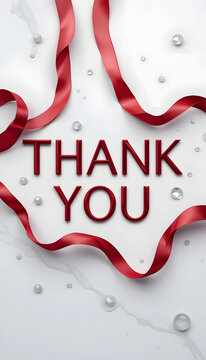 Modern Red Thank You Design with Flowing Ribbon
