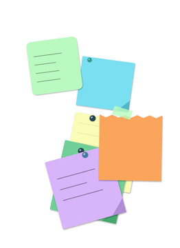 Colorful sticky notes arranged in a messy pile