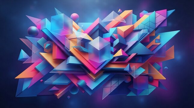Abstract geometric shapes composition vibrant colors digital art
