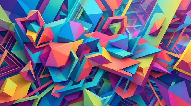 Vibrant geometric abstract shapes dynamic colorful composition background