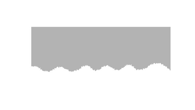 Grey rectangular paper sheet with a wavy torn bottom edge