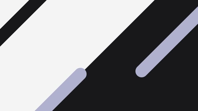 Bars sliding diagonal transition with minimalist purple rounded line shapes on white background.