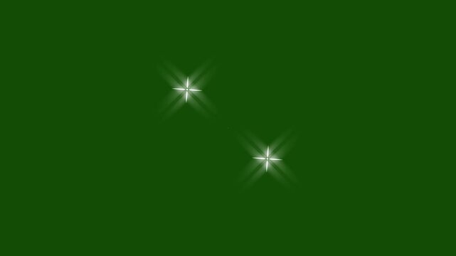 Overlay 4k twinkling star motion graphics on green screen background, white cartoon, flat, vector, doodles style stars blinking, sparkling effects, magical appearance, glowing glitter star.