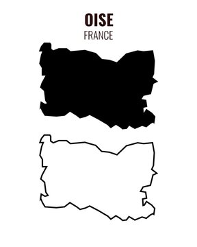 Oise map vector illustration set, French department silhouette and outline map